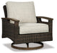 Paradise Trail Paradise Trail Fire Pit Table with 4 Nuvella Swivel Lounge Chairs - MI Hometown Furnishings (MI)*