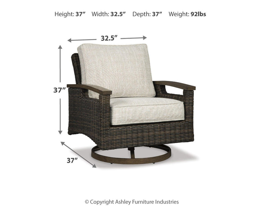 Paradise Trail Paradise Trail Fire Pit Table with 4 Nuvella Swivel Lounge Chairs - MI Hometown Furnishings (MI)*