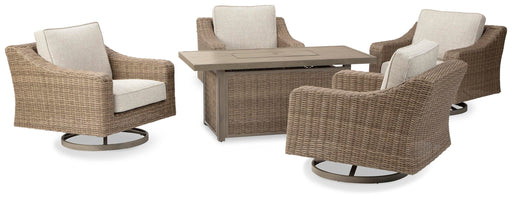 Beachcroft Beachcroft Fire Pit Table with Four Nuvella Swivel Lounge Chairs - MI Hometown Furnishings (MI)*