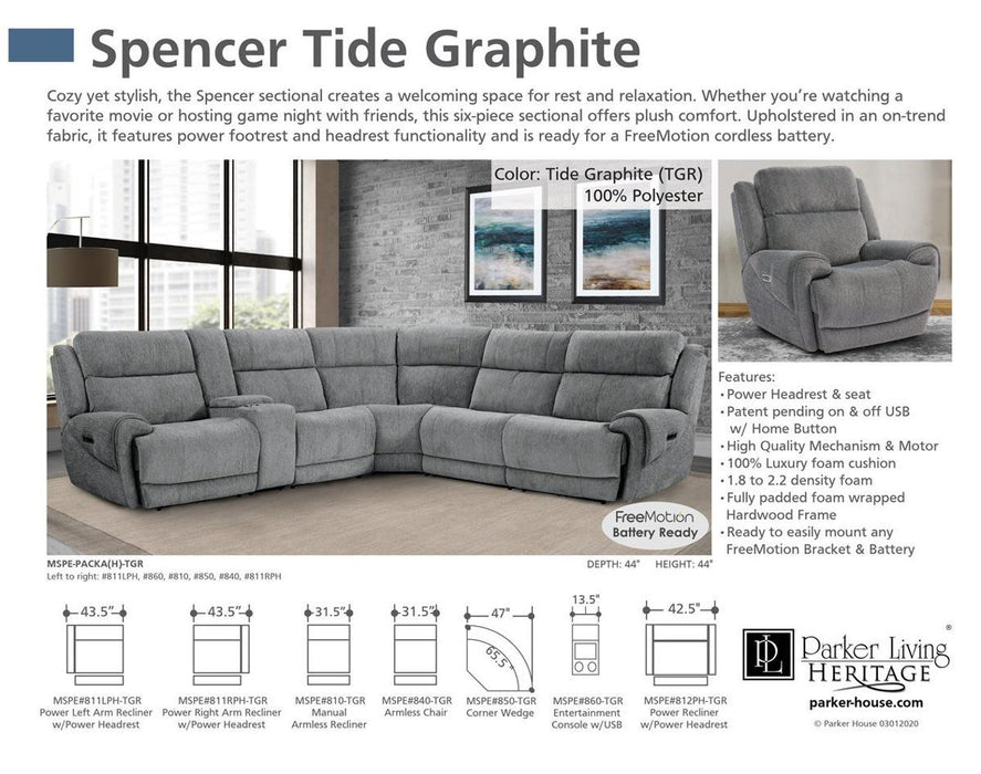 Parker House Spencer Power Left Arm Facing Recliner