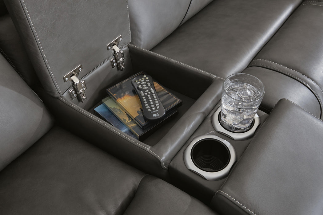 5Z - Pittson Power Reclining Sectional Loveseat with Console - MI Hometown Furnishings (MI)*