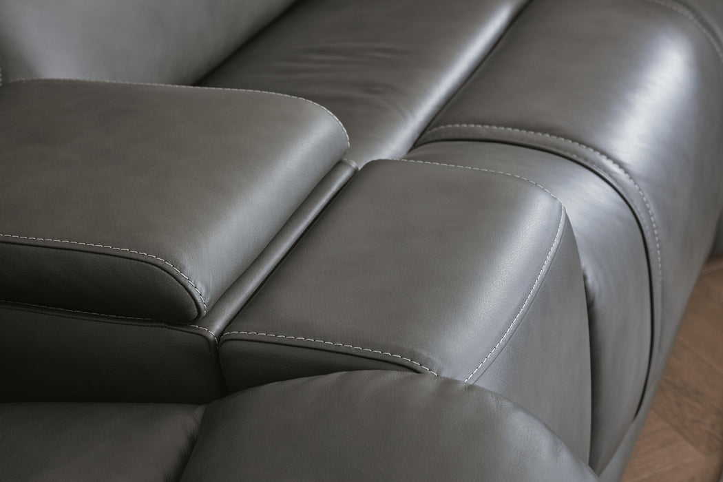 5Z - Pittson Power Reclining Sectional Loveseat with Console - MI Hometown Furnishings (MI)*