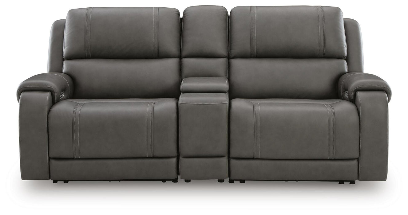 5Z - Pittson Power Reclining Sectional Loveseat with Console - MI Hometown Furnishings (MI)*