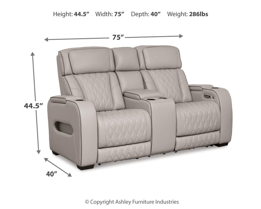 Boyington Power Reclining Loveseat with Console - MI Hometown Furnishings (MI)*
