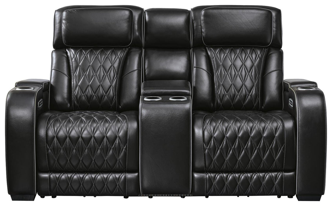 Boyington Power Reclining Loveseat with Console - MI Hometown Furnishings (MI)*