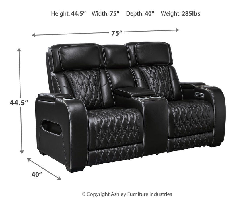 Boyington Power Reclining Loveseat with Console - MI Hometown Furnishings (MI)*