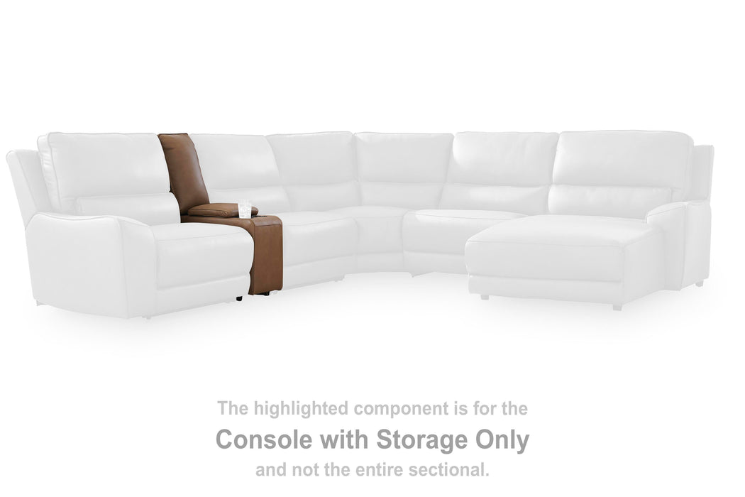 DeepWakes Reclining Sectional with Storage Console - MI Hometown Furnishings (MI)*