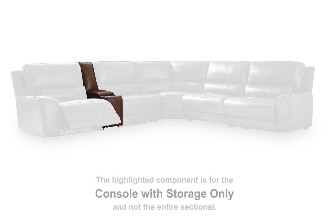 DeepWakes Reclining Sectional with Storage Console - MI Hometown Furnishings (MI)*