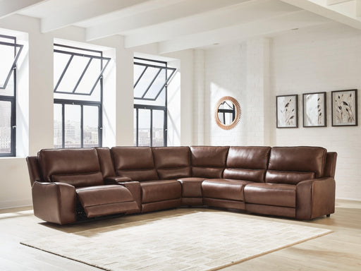 DeepWakes Reclining Sectional with Storage Console - MI Hometown Furnishings (MI)*