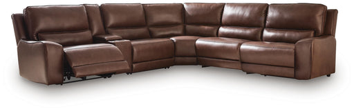 DeepWakes Reclining Sectional with Storage Console - MI Hometown Furnishings (MI)*
