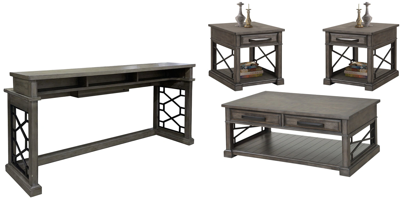 Parker House Sundance - Smokey Grey Cocktail Table with 2 End Tables and Console Table