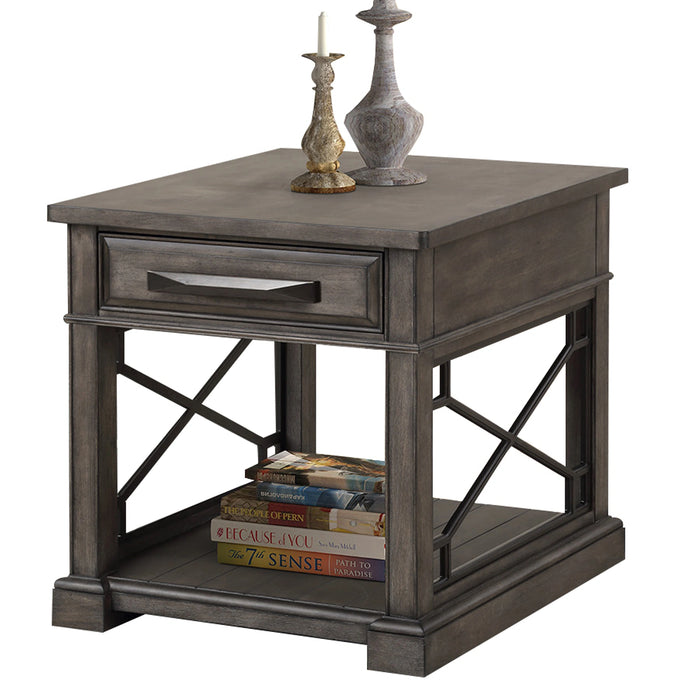Parker House Sundance - Smokey Grey Cocktail Table with 2 End Tables and Console Table with 3 Stools