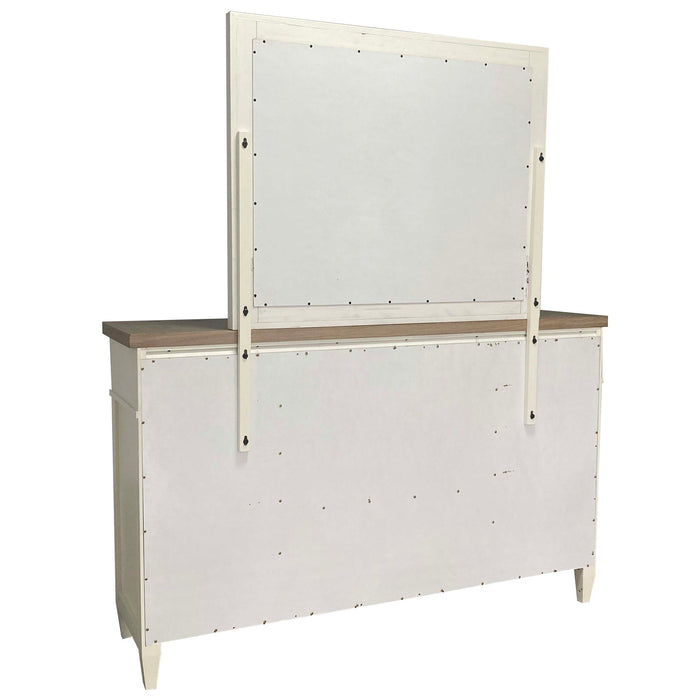 Parker House Americana Modern Bedroom Queen Shelter Bed 2 Nightstands and Dresser with Mirror