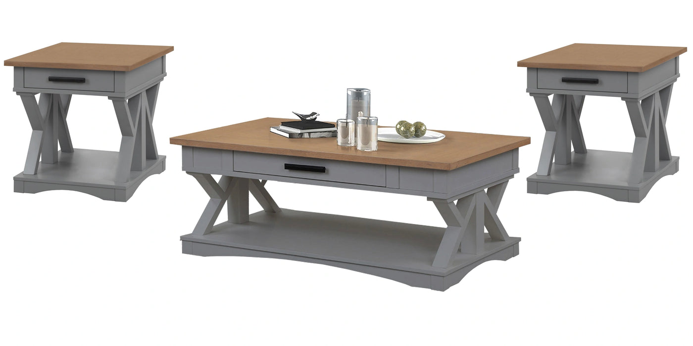 Parker House Americana Modern Cocktail Table with 2 End Tables