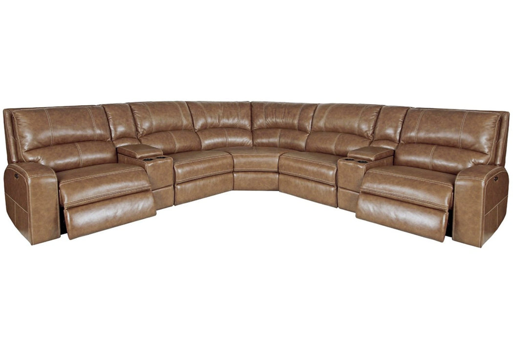 Parker Living Swift - Bourbon 7 Piece Modular Power Reclining Sectional with Power Adjustable Headrests