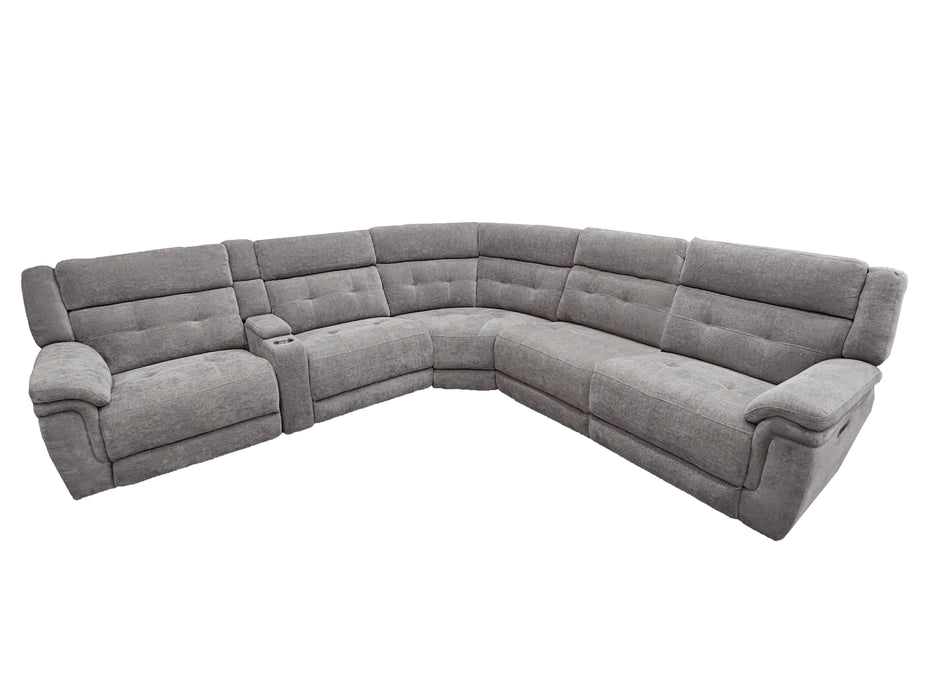 Parker Living Richland - Bristol Grey 6 Piece Modular Power Reclining Sectional with Power Adjustable Headrests