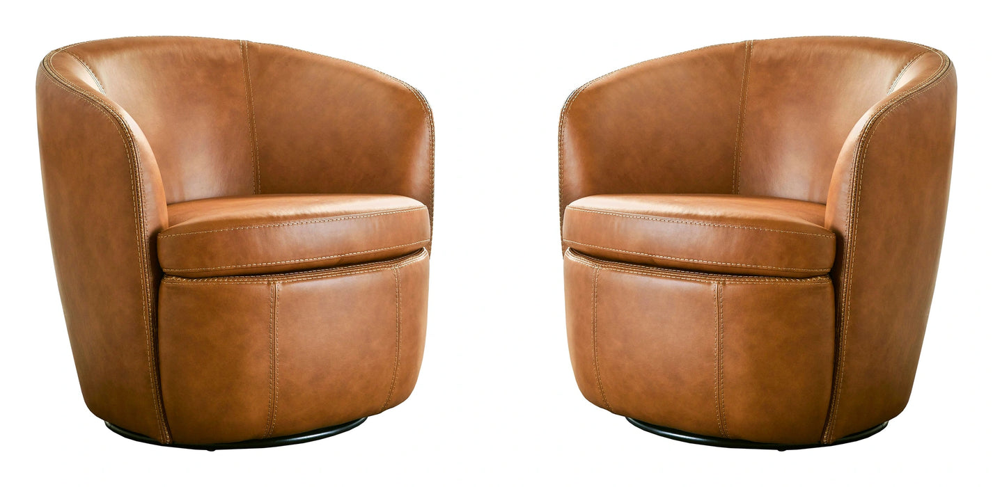 Parker Living Barolo 100% Italian Leather Swivel Club Chair Two Pack