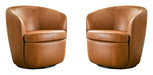 Parker Living Barolo 100% Italian Leather Swivel Club Chair Two Pack