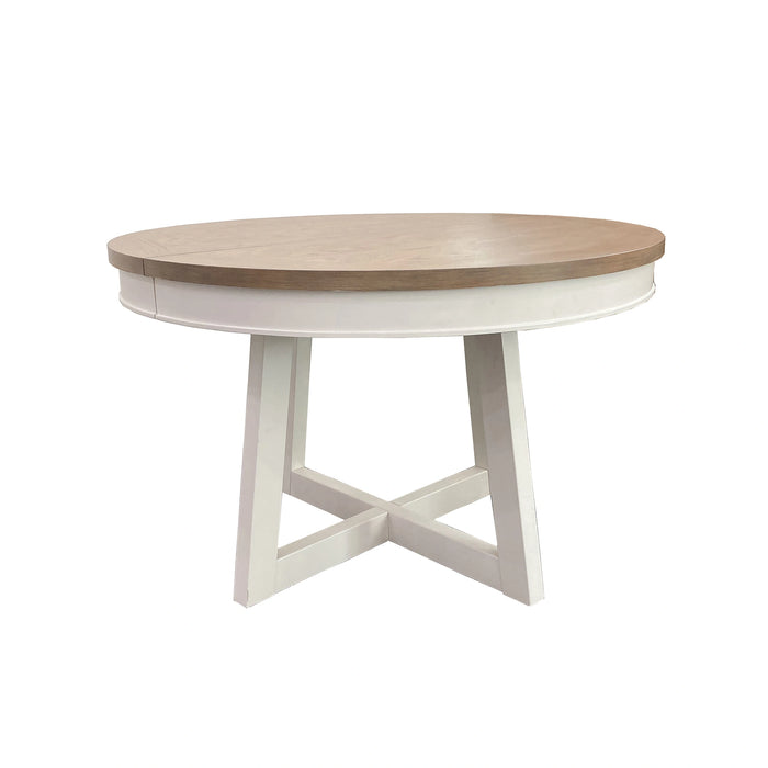 Parker House Americana Modern Dining 48-66 inch Round Dining Table and 4 Black Barrel Chairs