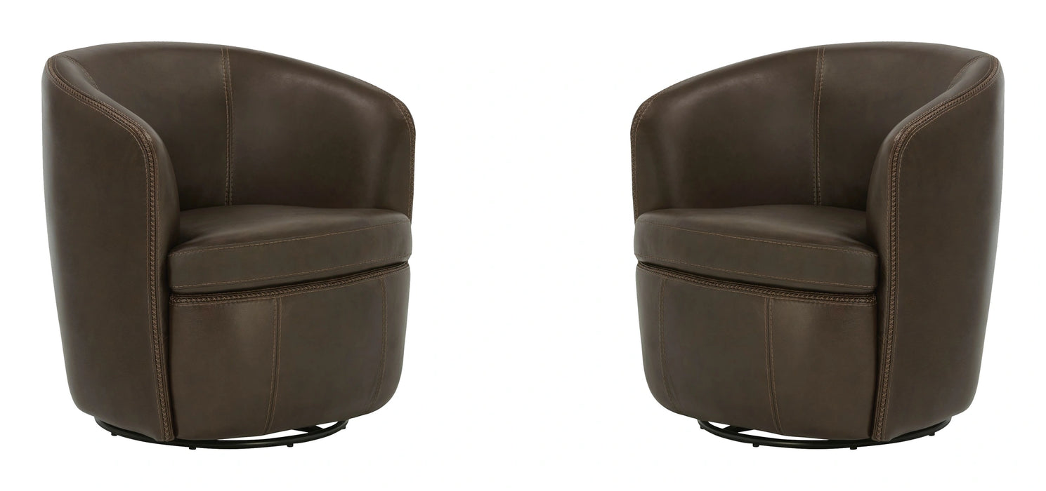 Parker Living Barolo 100% Italian Leather Swivel Club Chair Two Pack