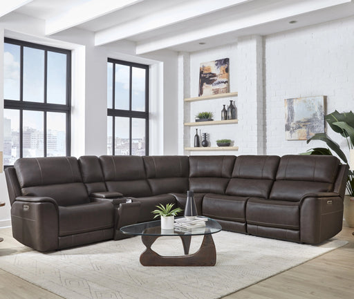 Parker Living Easton - Steamboat Brown 6 Piece Zero Gravity Power Reclining Sectional with Power Adjustable Headrests