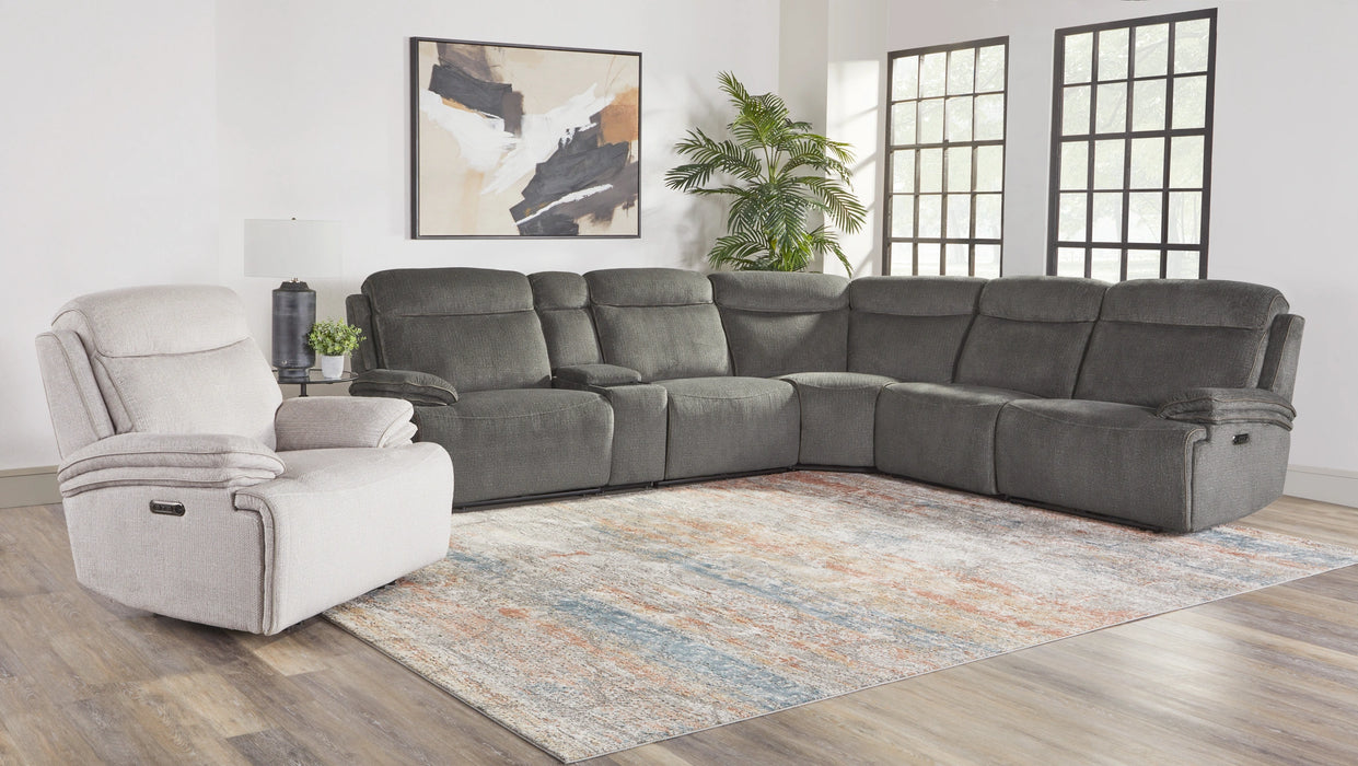 Parker Living Alpine - Airy Midnight 6 Piece Zero Gravity Power Reclining Sectional with Power Adjustable Headrests