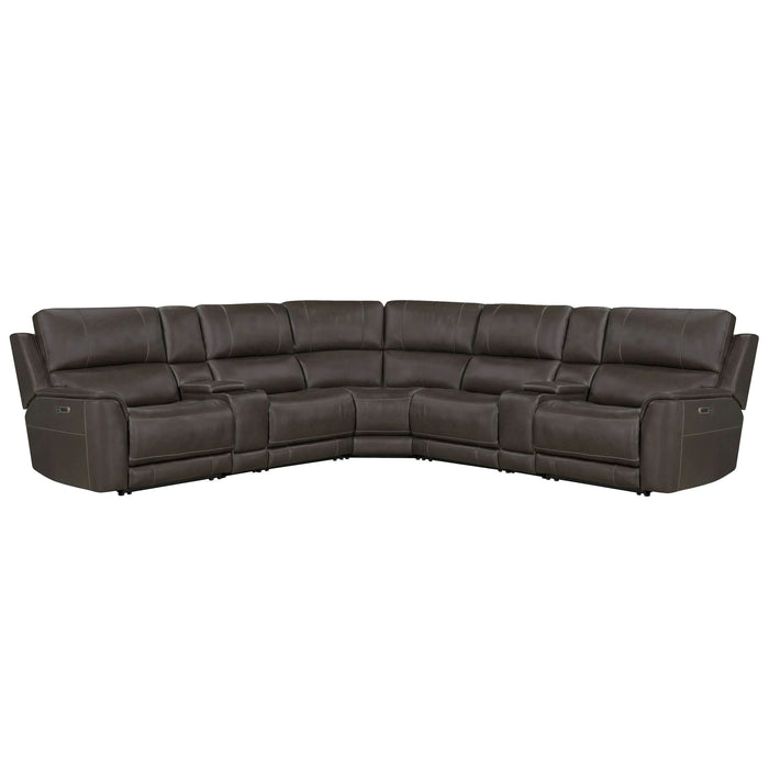 Parker Living Easton - Steamboat Brown 7 Piece Zero Gravity Power Reclining Sectional with Power Adjustable Headrests