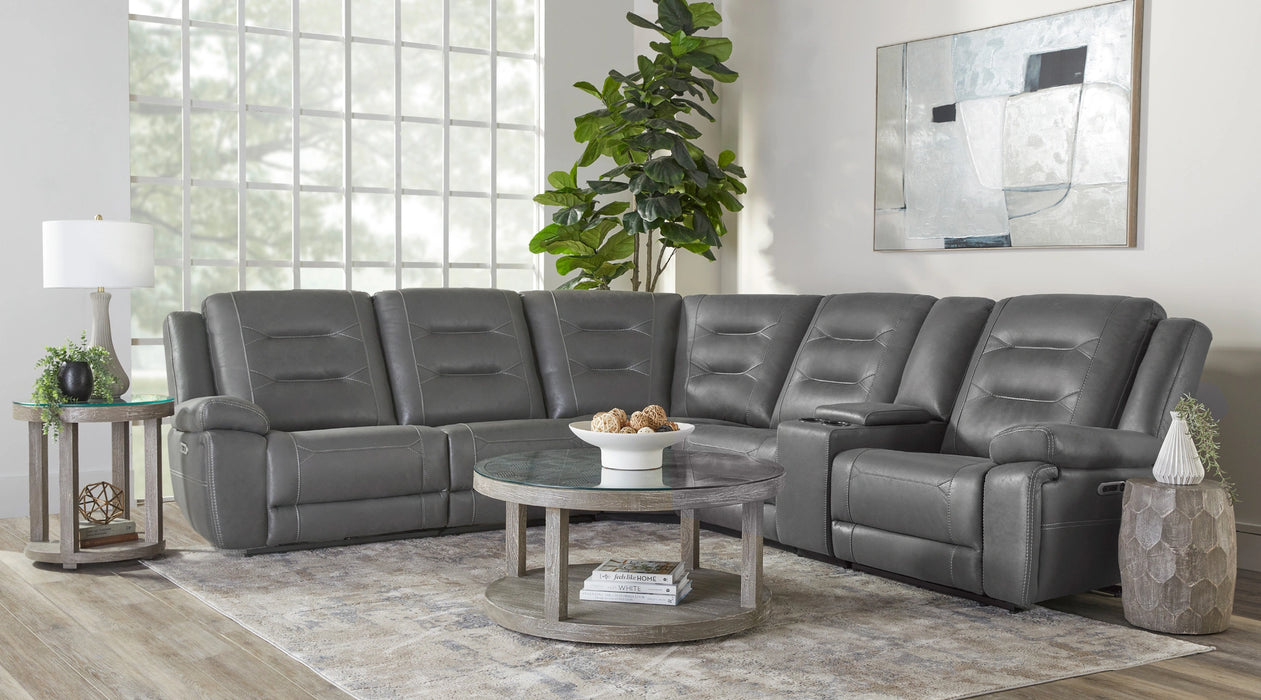 Parker Living Caldwell Fog 6 Piece Modular Power Reclining Sectional with Power Adjustable Headrests