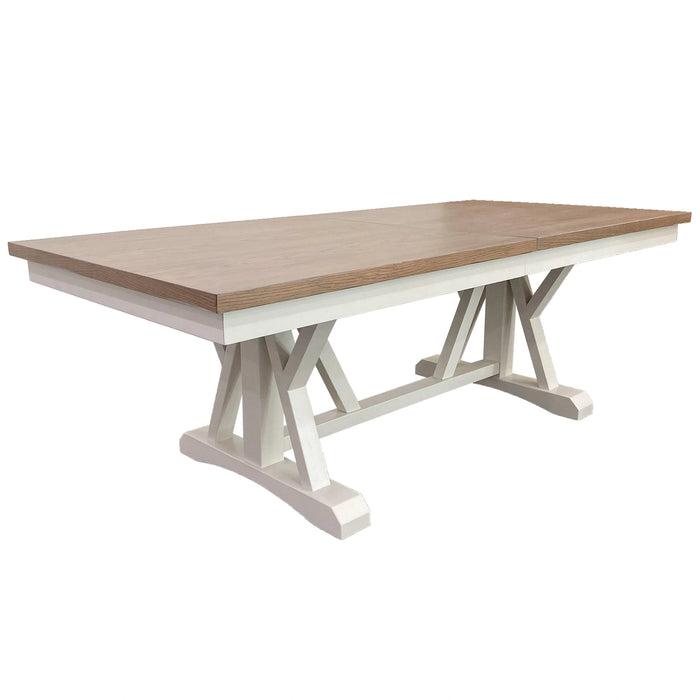 Parker House Americana Modern Dining Extendable Trestle Table with 8 Upholstered Chairs