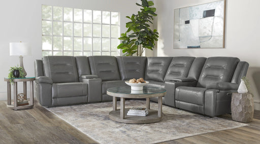 Parker Living Caldwell Fog 7 Piece Modular Power Reclining Sectional with Power Adjustable Headrests with 2 Consoles