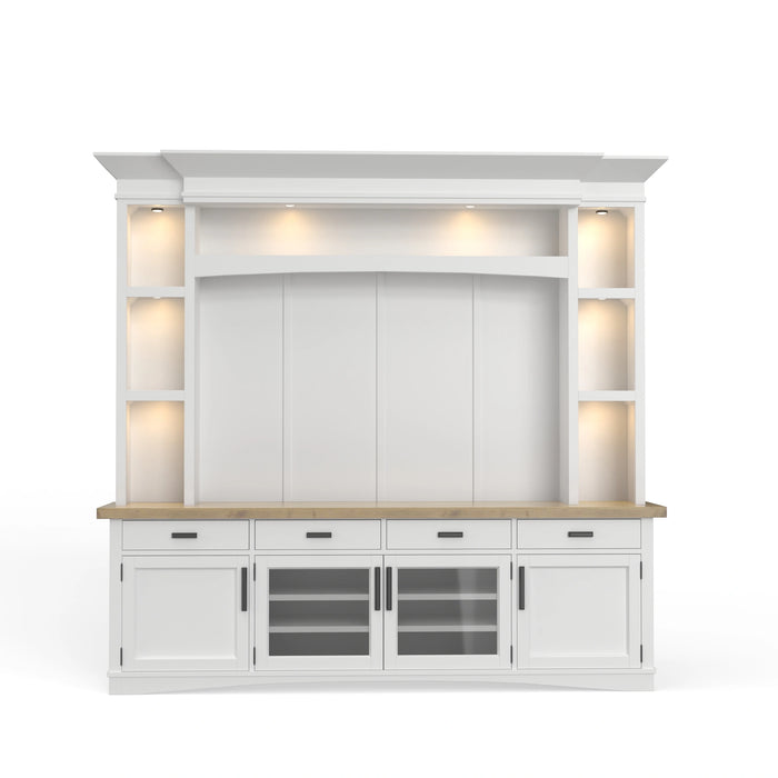 Parker House Americana Modern 92 Inch TV Console with Hutch Back Panel and LED Lights