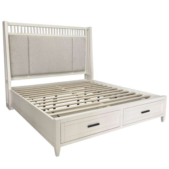 Parker House Americana Modern Bedroom Queen Shelter Bed 2 Nightstands and Dresser with Mirror