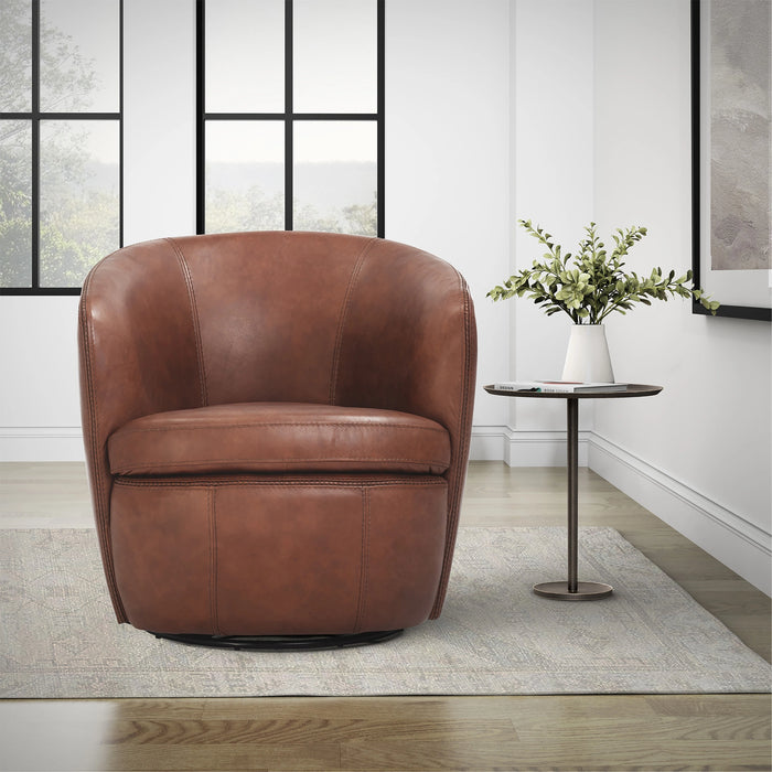 Parker Living Barolo 100% Italian Leather Swivel Club Chair
