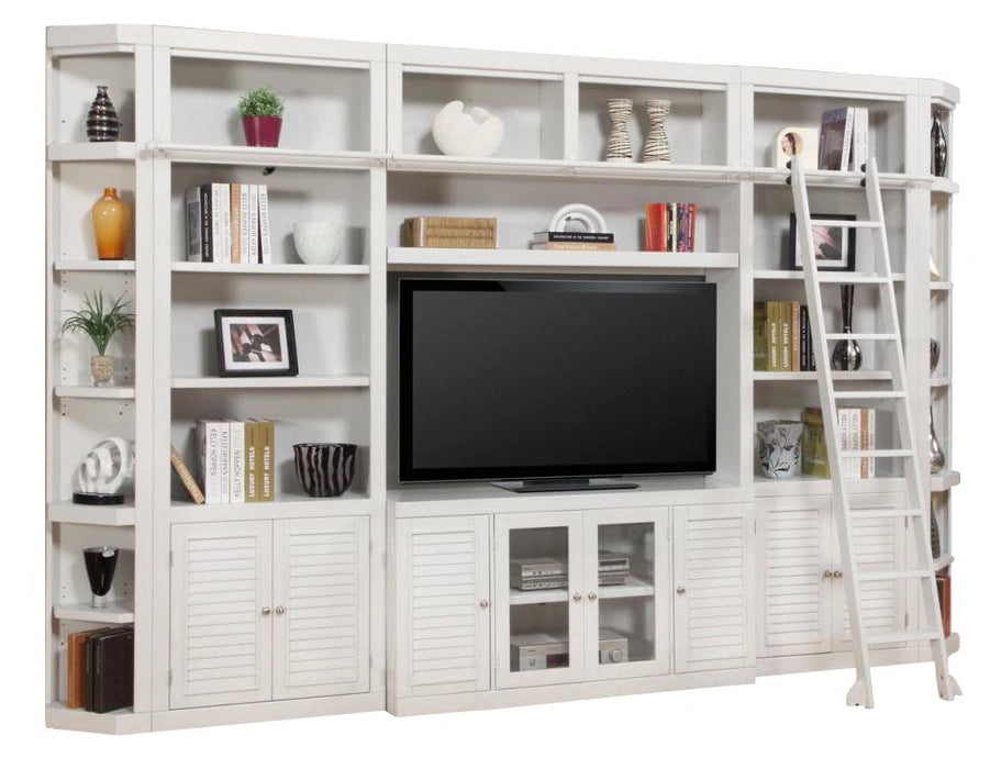 Parker House Boca 6 Piece Entertainment Wall with Ladder in Cottage White