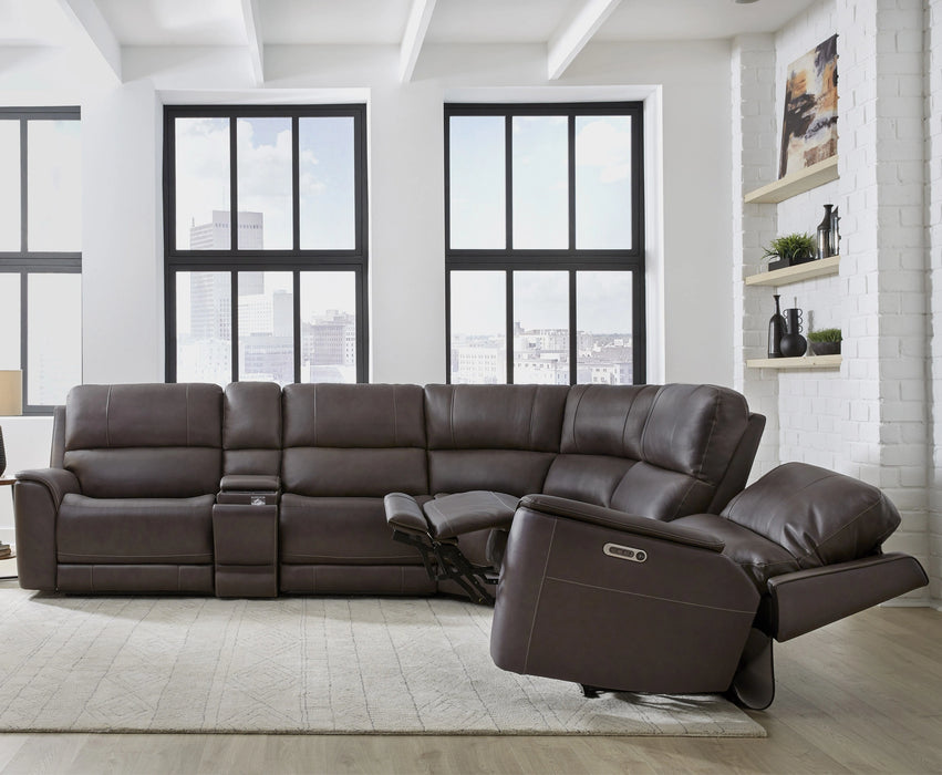 Parker Living Easton - Steamboat Brown 6 Piece Zero Gravity Power Reclining Sectional with Power Adjustable Headrests