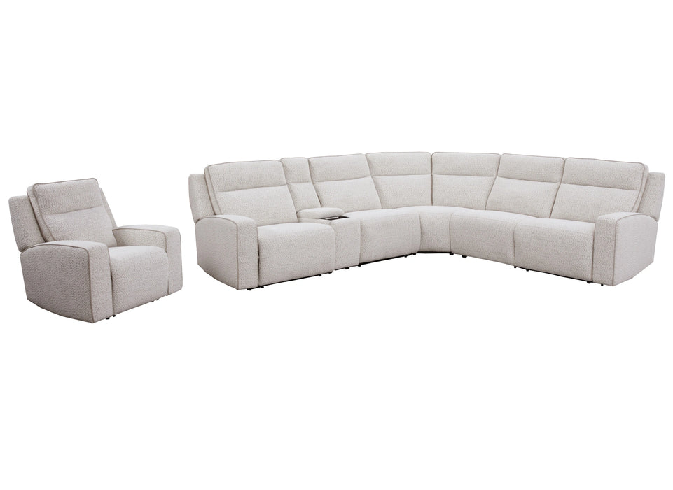 Parker Living Lancaster - Fluffy River Rock 6 Piece Zero Gravity Power Reclining Sectional with Power Adjustable Headrests