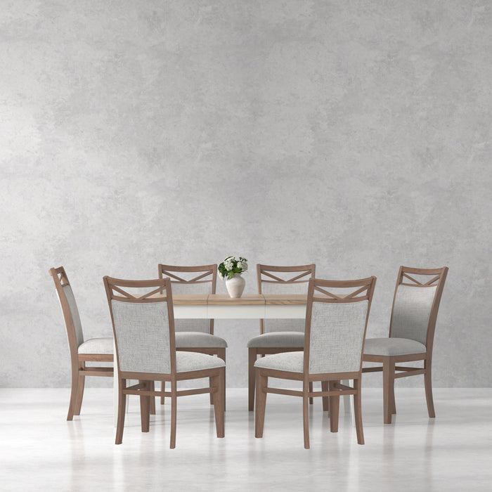 Parker House Americana Modern Dining Rectangular Extendable Dining Table with 6 Upholstered Dining Chairs