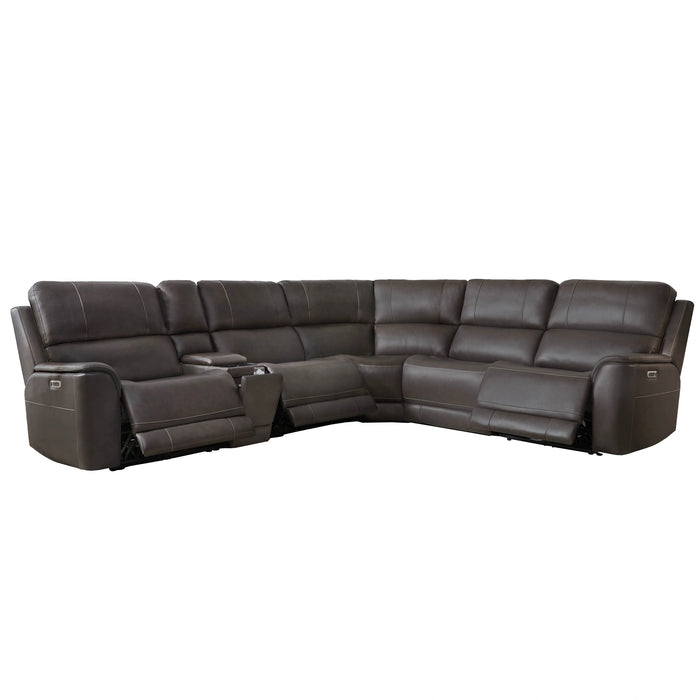 Parker Living Easton - Steamboat Brown 6 Piece Zero Gravity Power Reclining Sectional with Power Adjustable Headrests