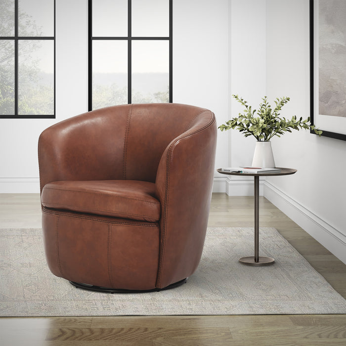 Parker Living Barolo 100% Italian Leather Swivel Club Chair