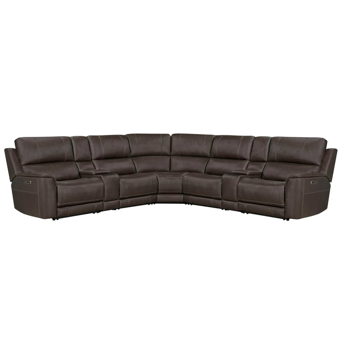 Parker Living Easton - Steamboat Brown 7 Piece Zero Gravity Power Reclining Sectional with Power Adjustable Headrests