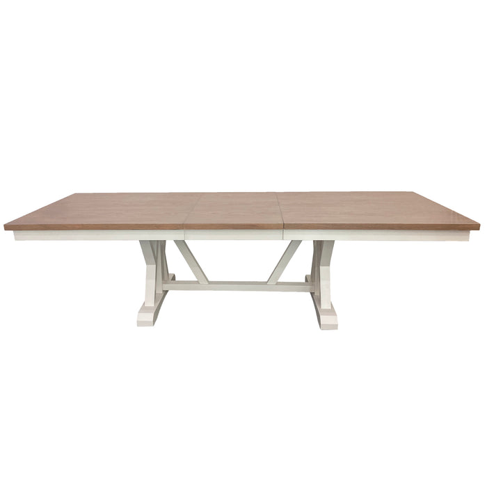 Parker House Americana Modern Dining Extendable Trestle Table with 8 Upholstered Chairs