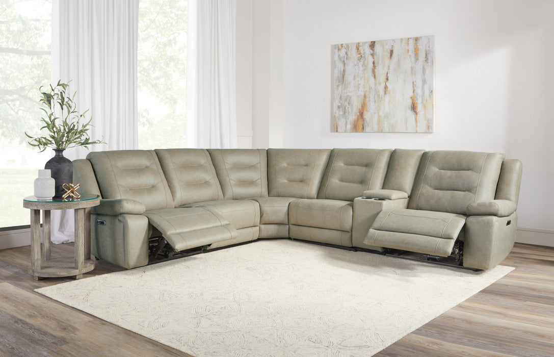 Parker Living Caldwell Fog 6 Piece Modular Power Reclining Sectional with Power Adjustable Headrests