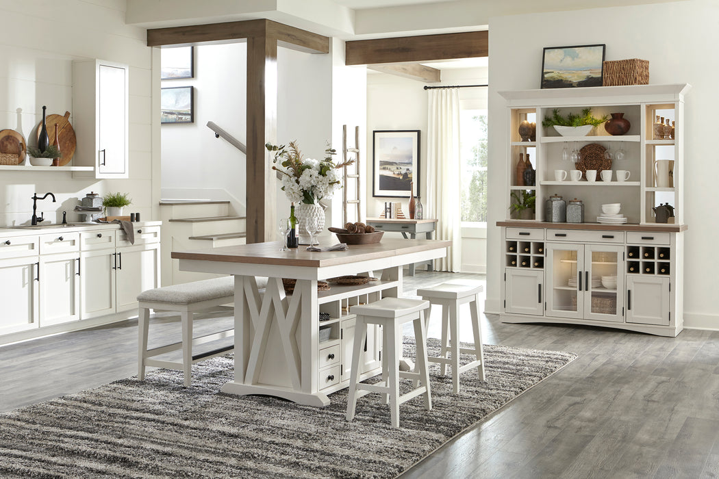 Parker House Americana Modern Dining 69 inch Buffet and Hutch with Quartz Insert