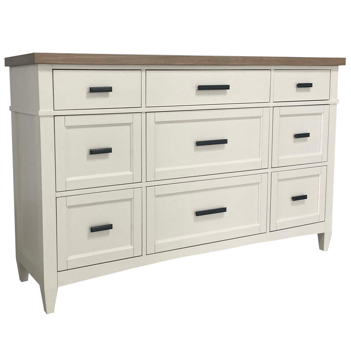 Parker House Americana Modern Bedroom King Shelter Bed 2 Nightstands Dresser with Mirror and Chest